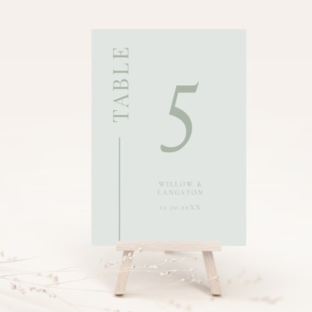 Sage Clean Line Wedding Table Number (Creator Uploaded)