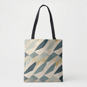 Sage Coastal Batik Parang Inspired Geometric Tote Bag