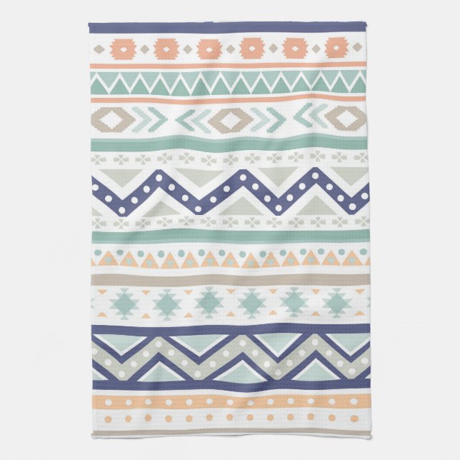 Sage & Coral Native American Pattern Kitchen Towel (Vertical)