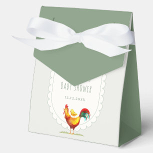 Sage Cottagecore Rooster Little Chick Baby Shower Favor Box