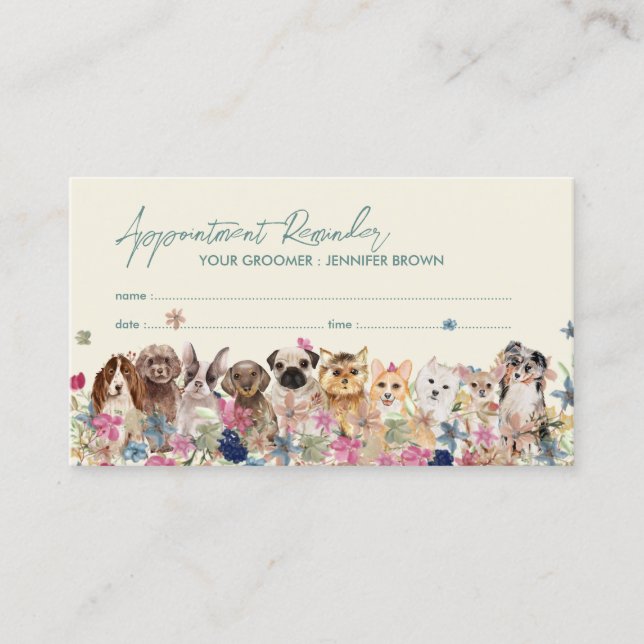 Sage Cream Dog Cafe Operator Appointment Business Card (Front)