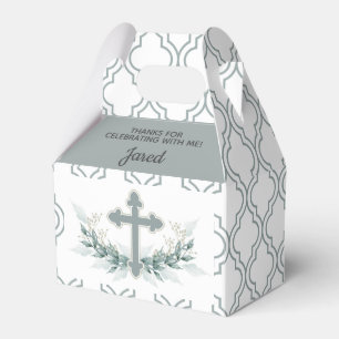 Sage Cross on Quatrefoil Party Favour Box