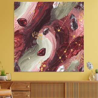 Sage Crystal Grid — Garnet Edition Canvas Print