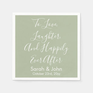 Sage Custom Personalized Script Wedding Reception  Napkin