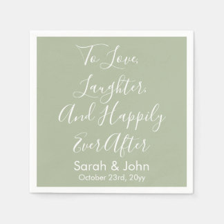 Sage Custom Personalized Script Wedding Reception Napkin