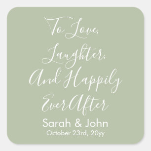 Sage Custom Personalized Script Wedding Reception  Square Sticker