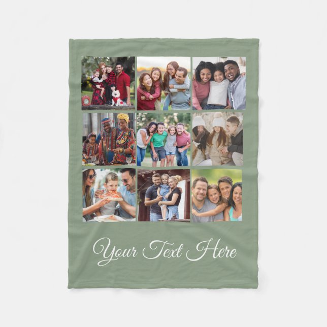 Sage Customizable Photo Blanket Collage (Front)