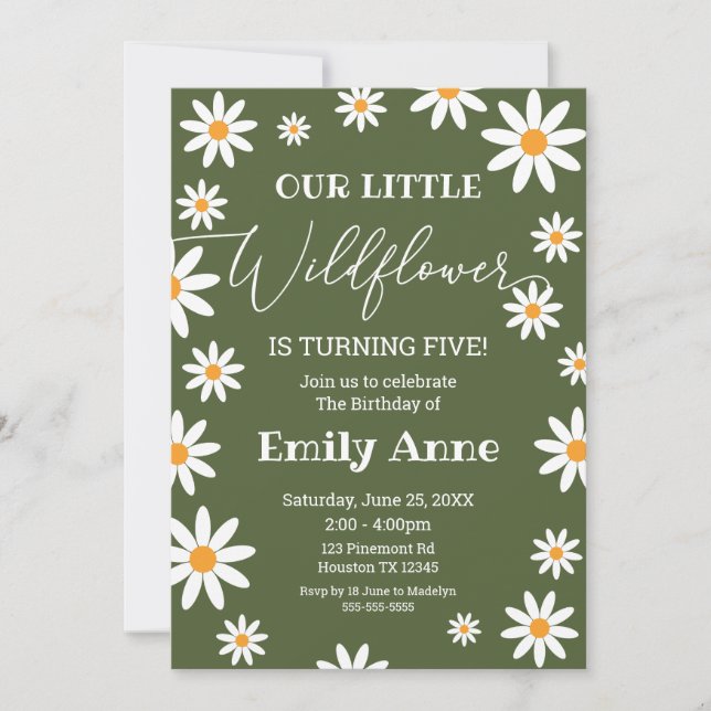 Sage Daisies Wild flower Birthday invitation (Front)