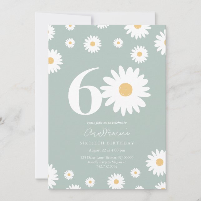 Sage Daisy 60e anniversaire Invitation (Devant)