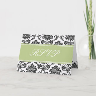 Sage Damask RSVP Card