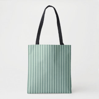 Sage & Dark Green Striped Tote Bag
