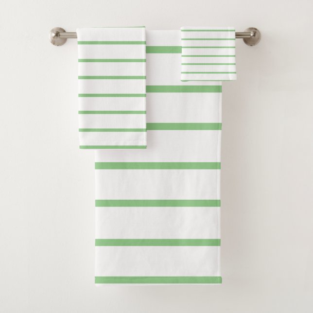 Sage Decorative stripe pattern Bath Towel Set (Insitu)