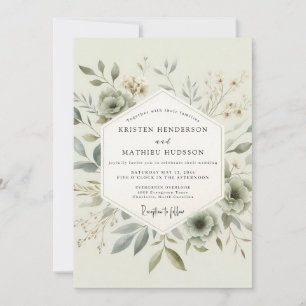 Sage Delicate Botanical Wedding Invitation