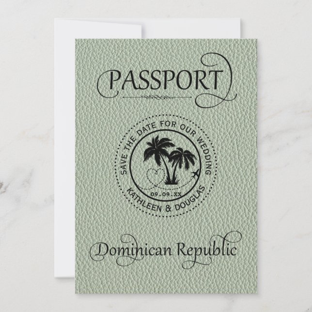 Sage Dominican Republic Passport Save the Date (Front)