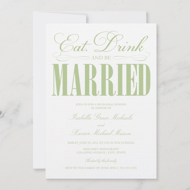 Sage Eat, Drink & Be Married | Rehearsal Dinner Invitation (Front)