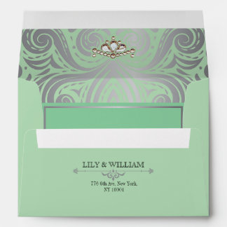 Sage Elegant Artdeco Diamond Silver Wedding Envelope