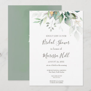 Sage Elegant Eucalyptus Bridal Shower  Invitation