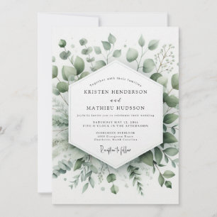 Sage Elegant Greenery Wedding Invitation