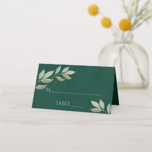 Sage & Emerald Leaves Elegant Wedding Write-In Place Card