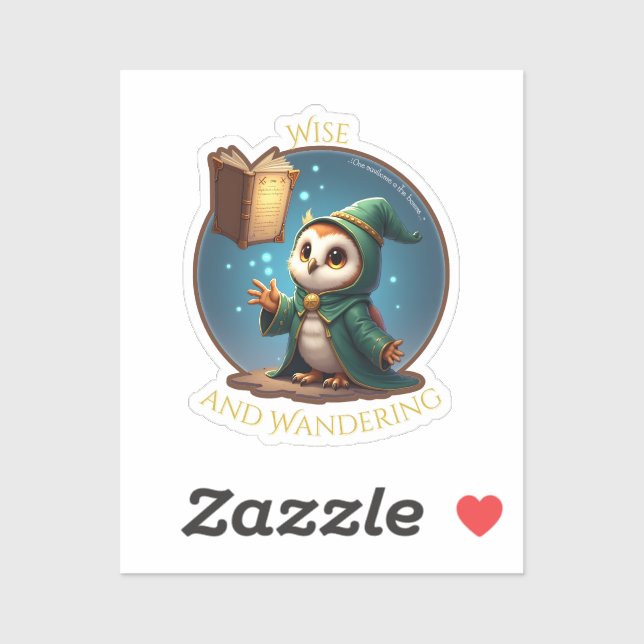 Sage et errance - Sticker pour hibou magicien (Feuille)