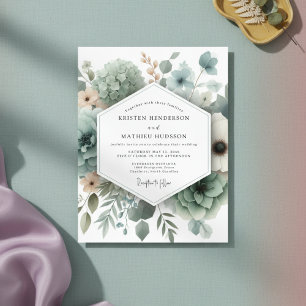 Sage Ethereal Floral Wedding Invitation