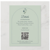 Sage Eucalyptus Arch QR Wedding Details Card