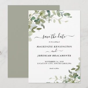 Sage Eucalyptus Greenery Wedding Save the Date