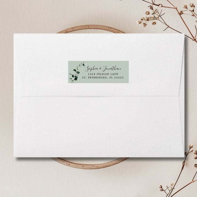 Sage Eucalyptus Mariage Adresse de retour (Sage Eucalyptus Wedding Return Address Label)