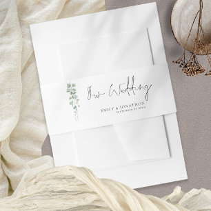 Sage Eucalyptus Script Names Our Wedding  Invitation Belly Band