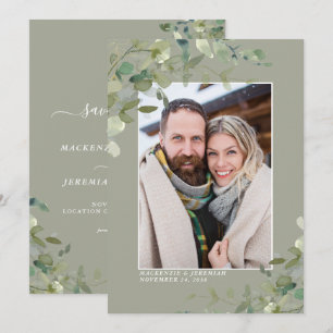 Sage Eucalyptus Wedding Photo Save the Date