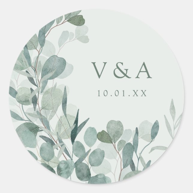 Sage Eucalyptus Wedding Sticker (Front)