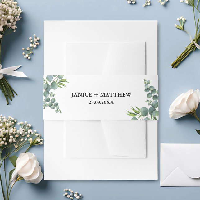 Sage Eucalyptus Woodland Wedding Invitation Belly Band (Creator Uploaded)