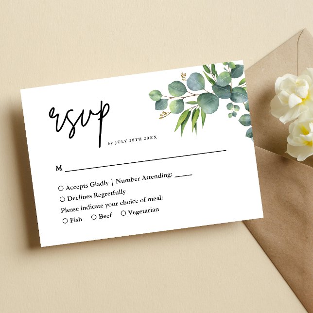 Sage Eucalyptus Woodland Wedding RSVP Card (Creator Uploaded)