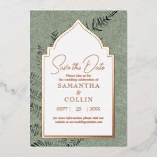 Sage Evergreen Fern Botanical Save the Date