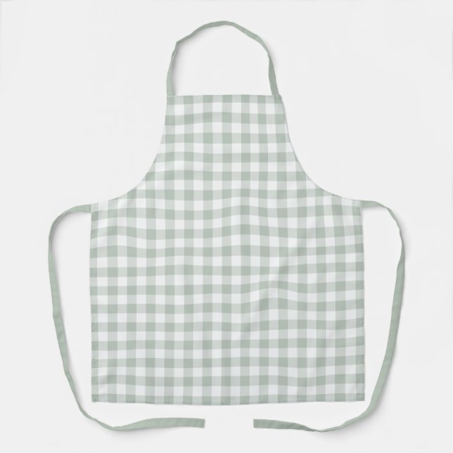 Sage Farmhouse Gingham Apron (Front)