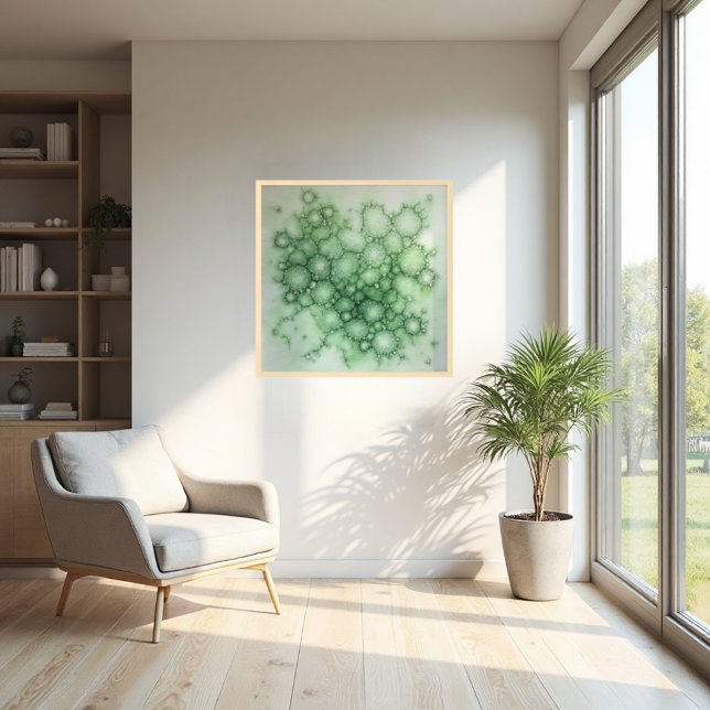 Sage Fenestrated Lichen Abstract - Organic Modern Poster (Sophisticated sage lichen art on high-quality paper. A nature-inspired modern focal point.)