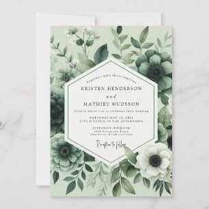 Sage Floral Bloom Wedding Invitation
