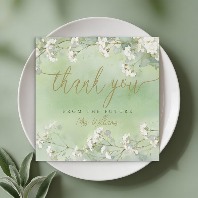 Sage Floral Bridal Shower Thank You Card (Bridal Shower Thank You Card)