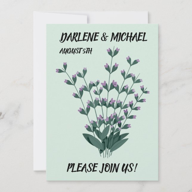 SAGE Floral custom wedding invitations (Front)
