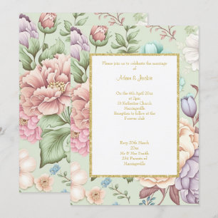 SAGE FLORAL ELEGANT WEDDING INVITES 