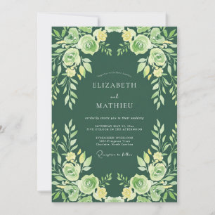 Sage Floral Laurel Wedding Invitation