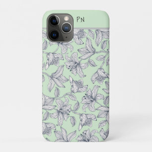 Sage Floral Monogram iPhone / iPad case
