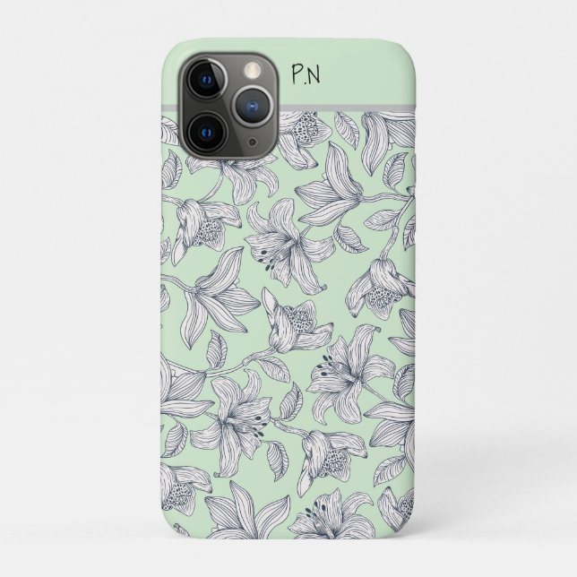 Sage Floral Monogramme iPhone / coque ipad (Dos)