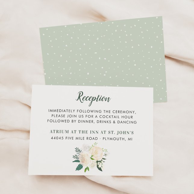 Sage Floral Reception Details Classic Enclosure Card (Creator Uploaded)