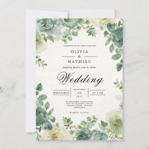 Sage Floral Romanticism Wedding Invitation