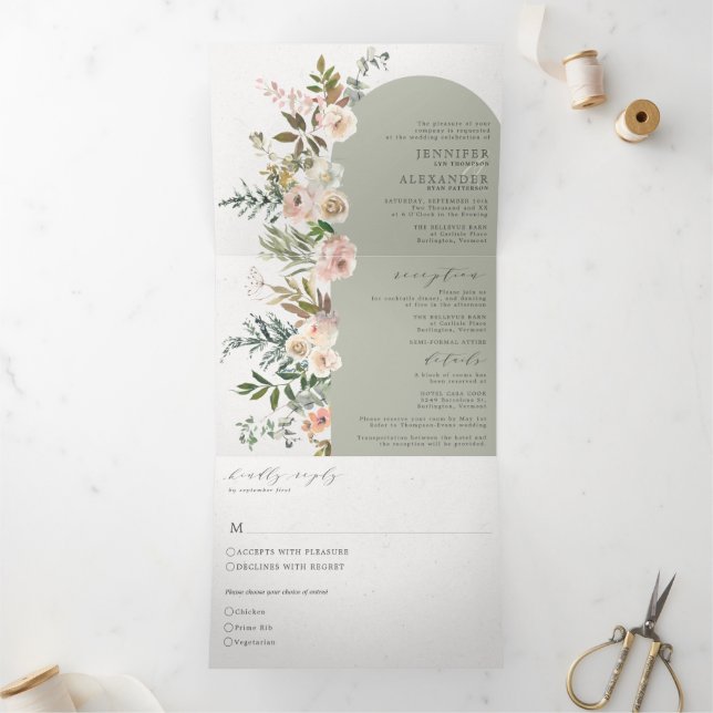Sage floral rustique tout en un triple Mariage (Intérieur)