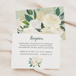 Sage Floral Wedding Reception Details Enclosure Card