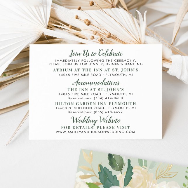 Sage Floral Wedding Weekend Information Enclosure Card (Creator Uploaded)