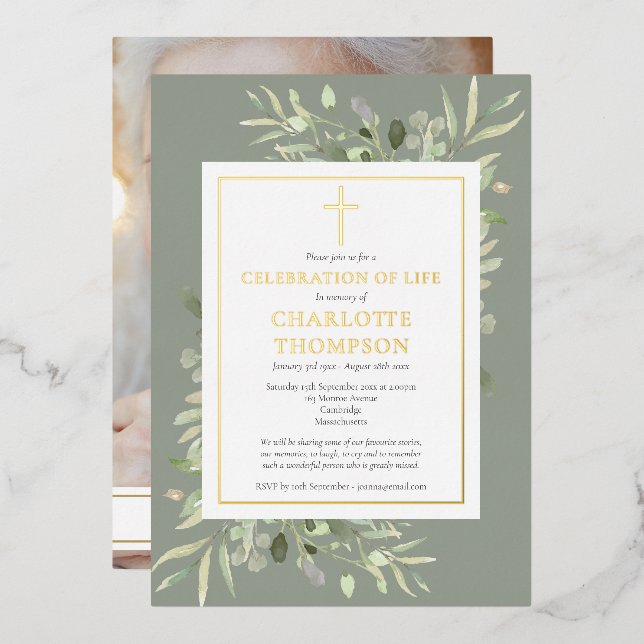 Sage Foliage Christian Celebration of Life Photo (Front/Back)
