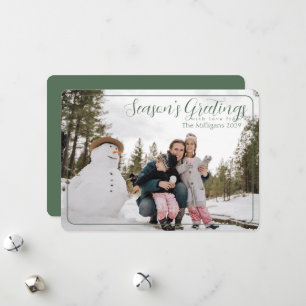 Sage Frame Season's Greetings with Photo Holiday Card